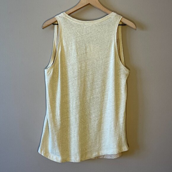 Women's L NWT Zara Beige Perforated Linen Tank Soft Unfinished Hem - Picture 3 of 8
